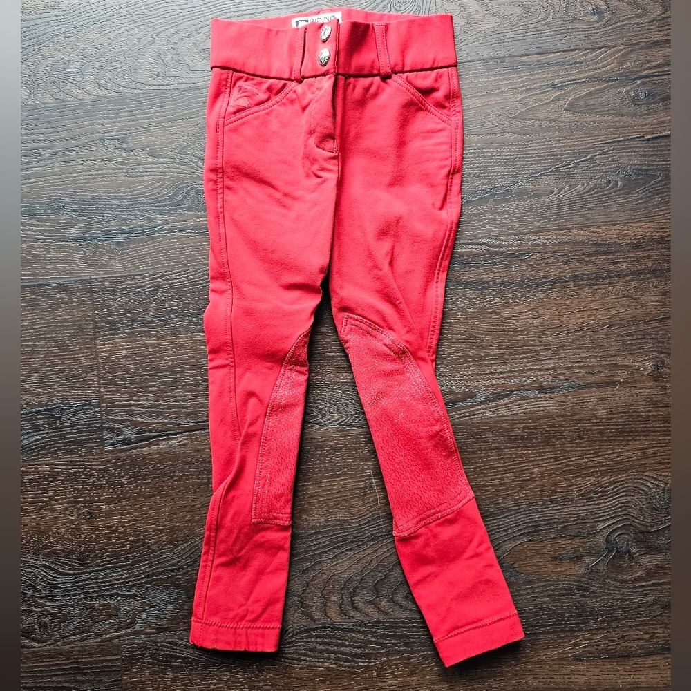 Riding Sport Girls Essential Bright Pull-On Breech, Size 6, Red